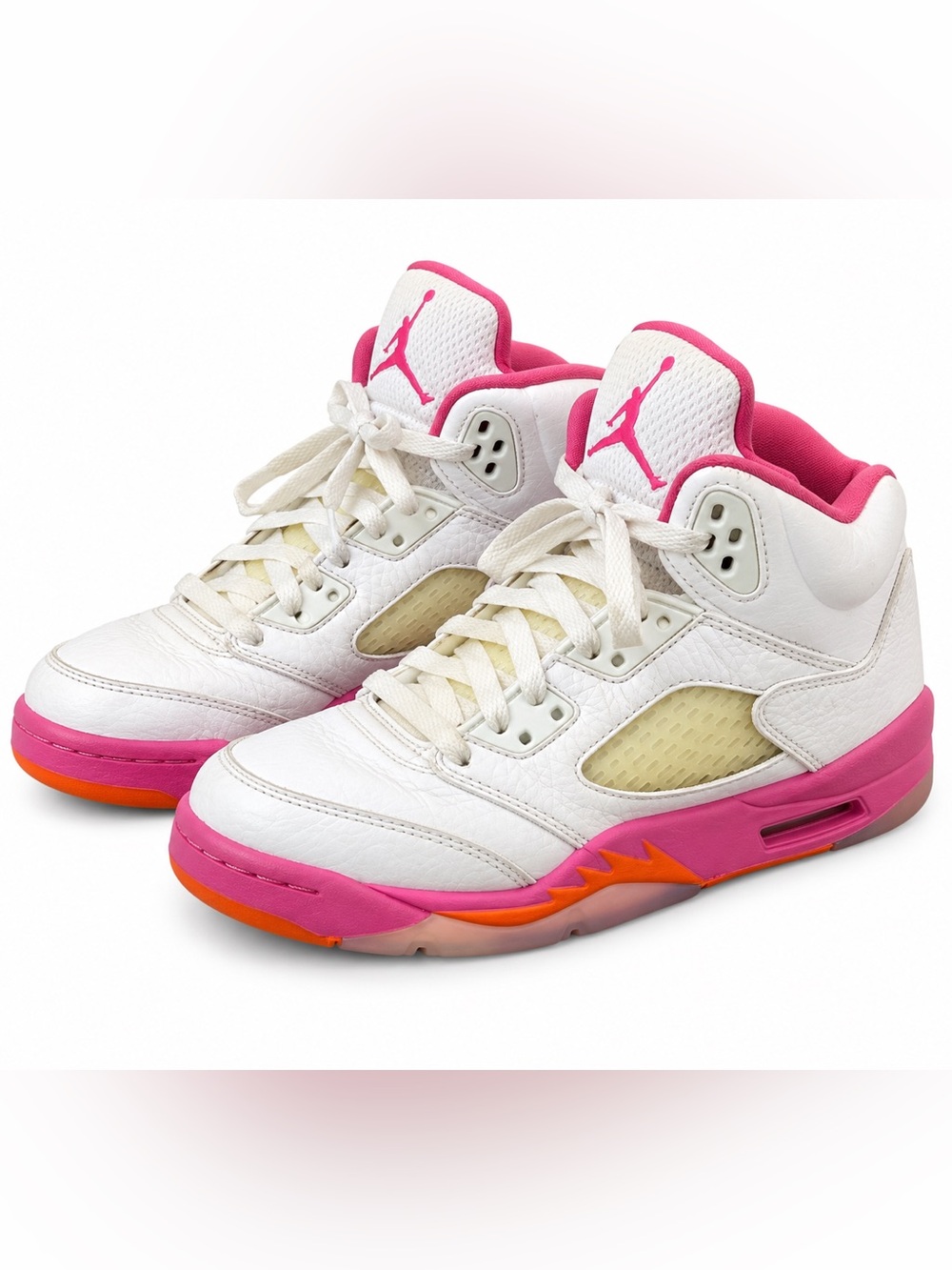 Air Jordan 5 White Pink Orange Sneakers Youth Size 6Y